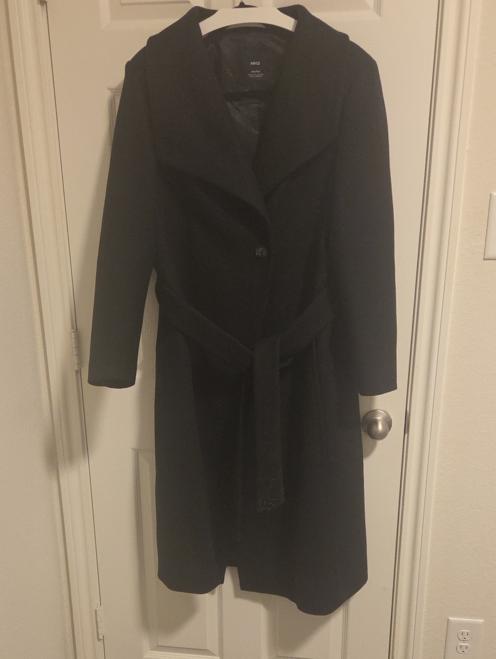 Mango Black Mng Italian Wool Coat Xxl